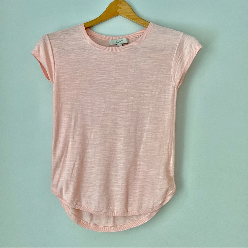 LOFT Short Sleeve Peach Sweater Top Size XXS